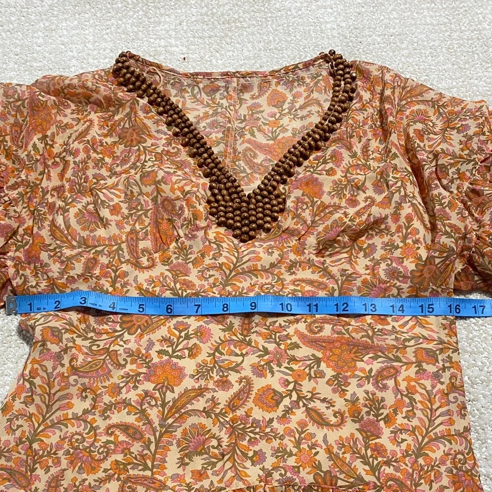 Adrianna Papell Orange and Brown Midi Dress vintage Size 6 100% Silk & poliéster - Picture 12 of 16